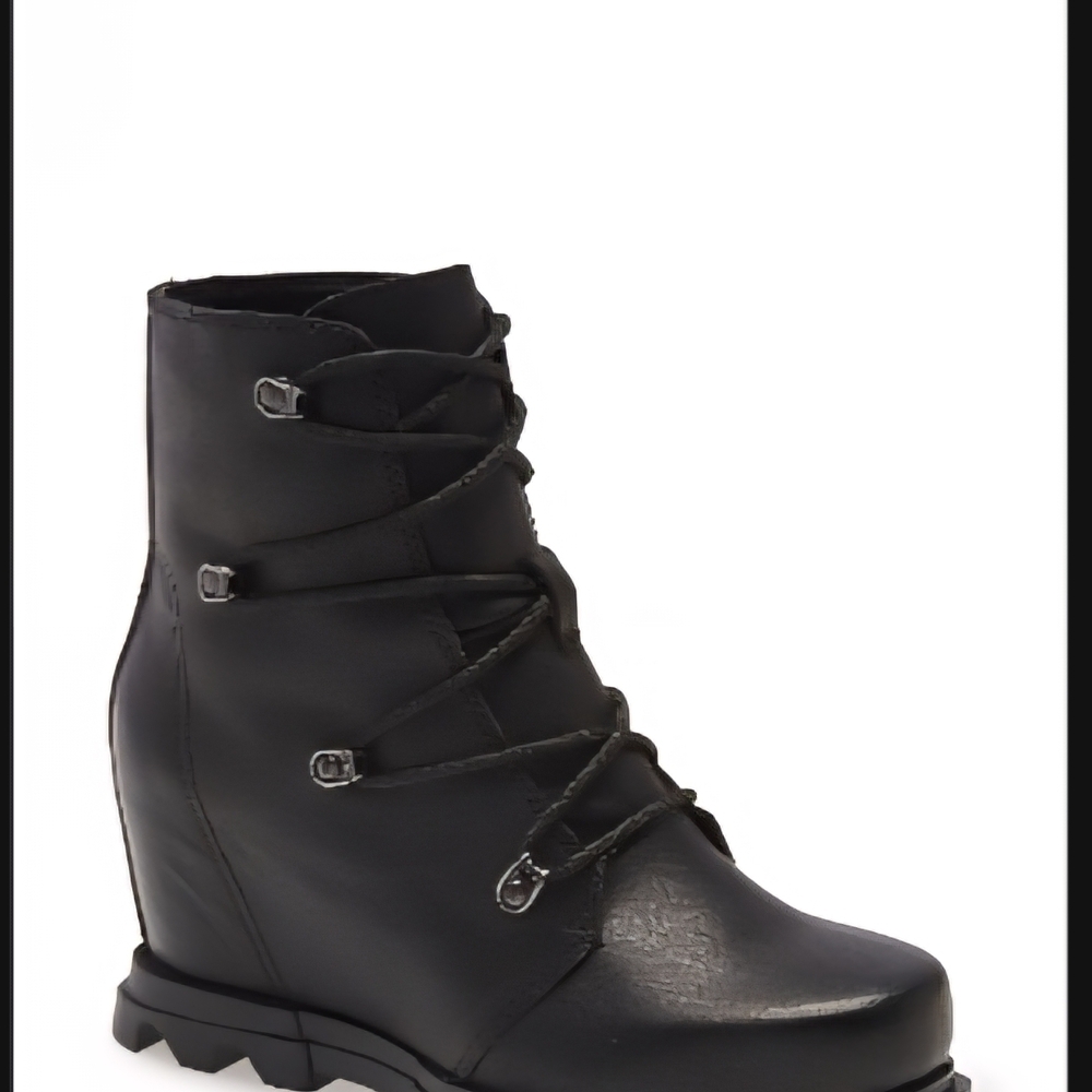 Sorel Black Women's Wedge Lace-Up Boots
